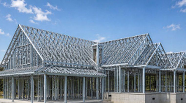 The same farmhouse as a galvanized steel frame