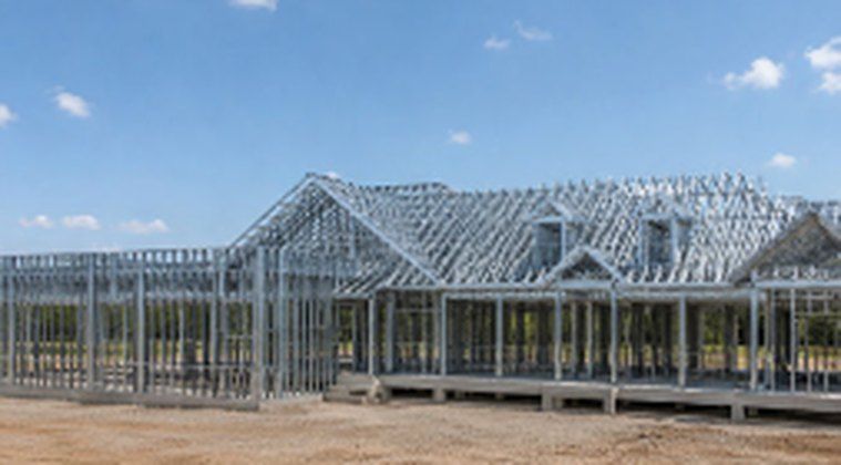 Restaurant as a steel frame on a graded site